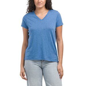 GOLDIE TEE Blue Pima Cotton V-neck Boy Tee